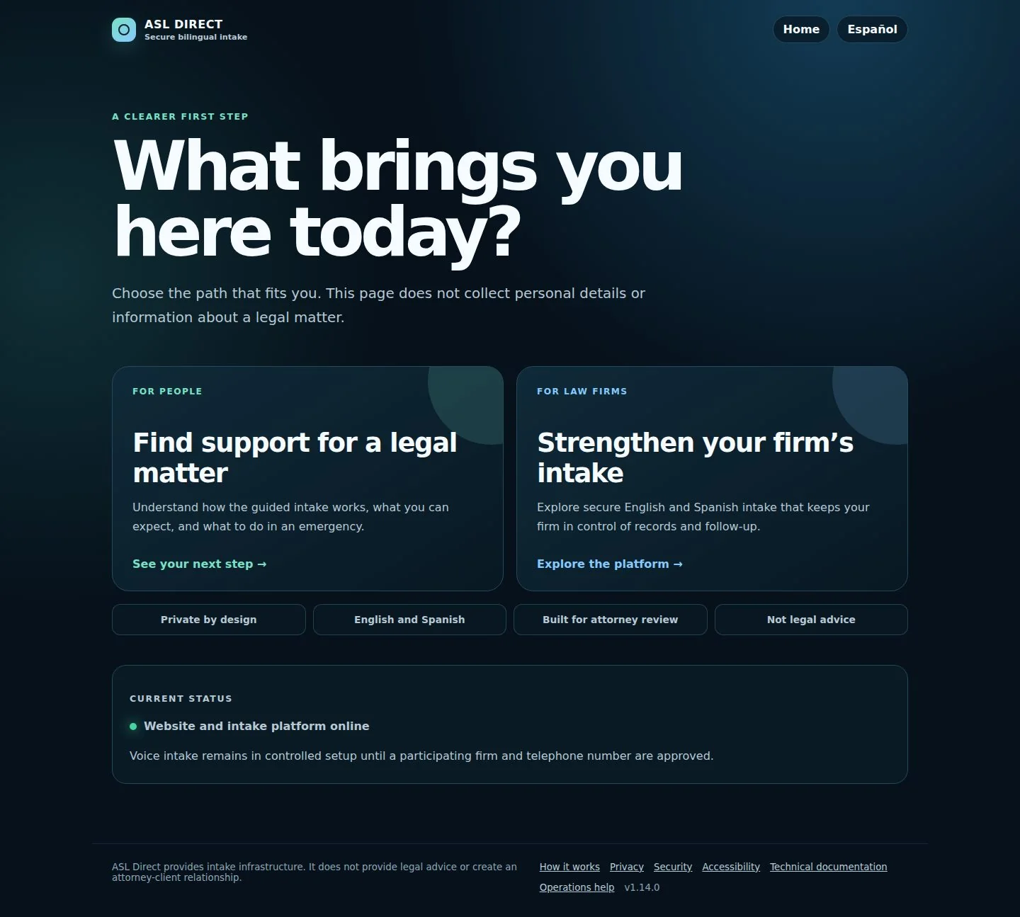 ASL Intake firm portal