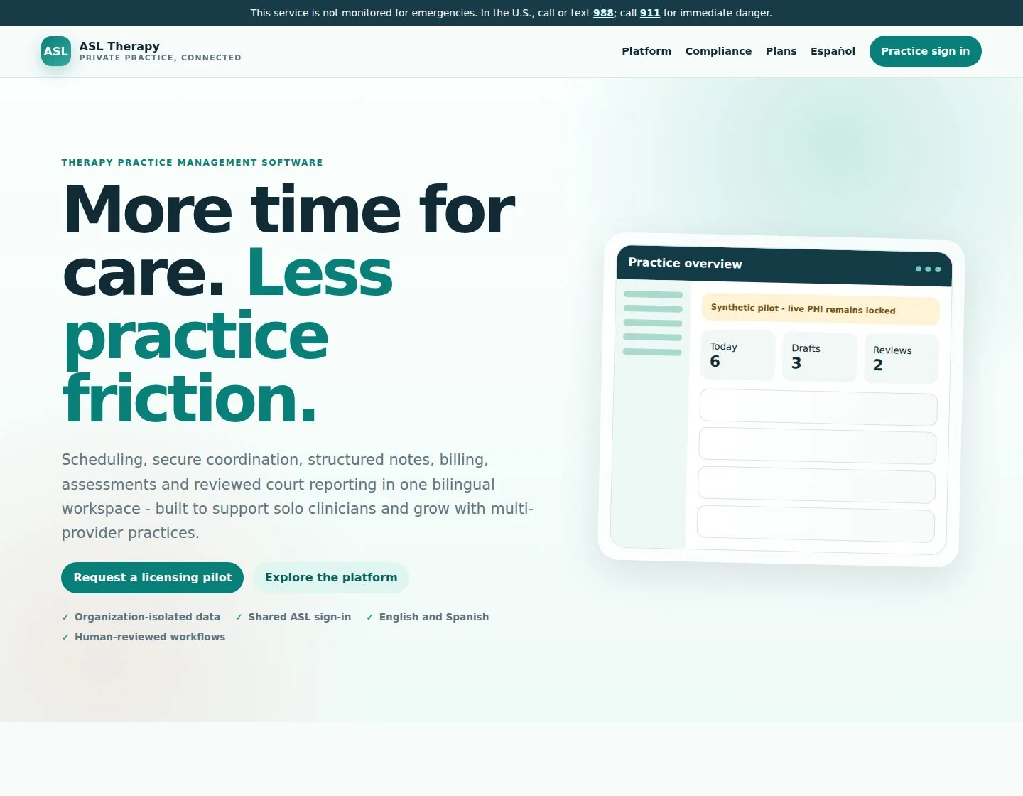 ASL Therapy platform